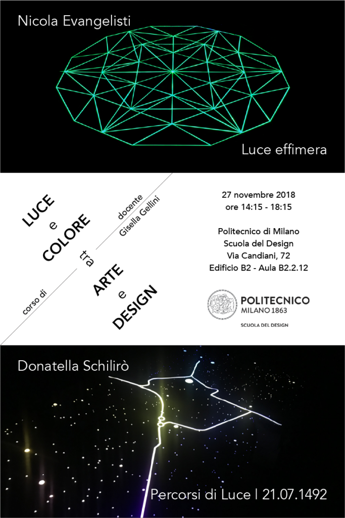 Luce e Colore tra Arte e Design | Lezione 27 novembre 2018 | Nicola Evangelisti, Donatella SchilirÃ²