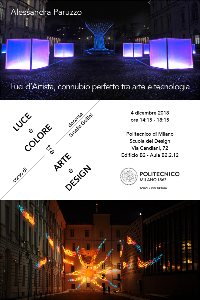 Luce e Colore tra Arte e Design | Lezione 4 dicembre 2018 | Alessandra Paruzzo